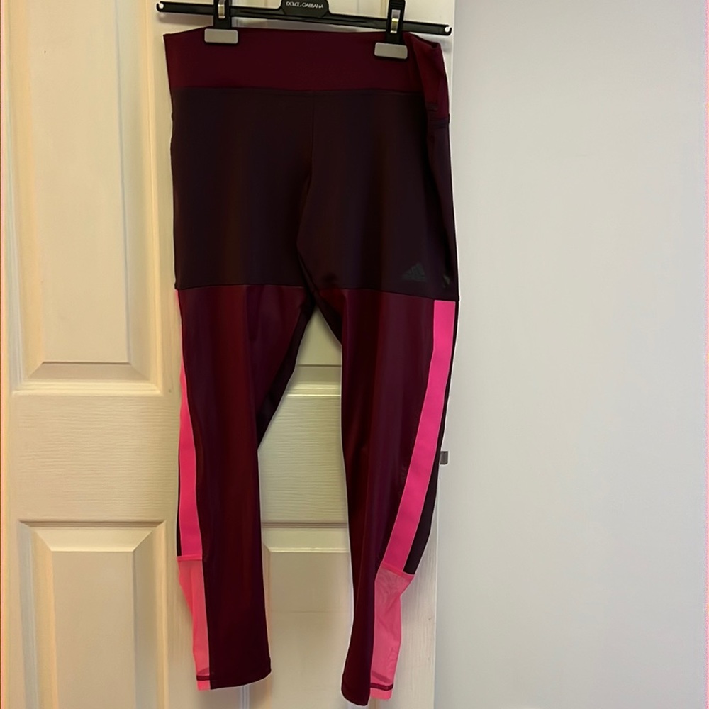 Adidas Marroon Colour Block Active Pants